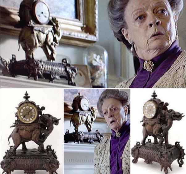 Figural Elephant Clock on Lady Violet's Mantelpiece